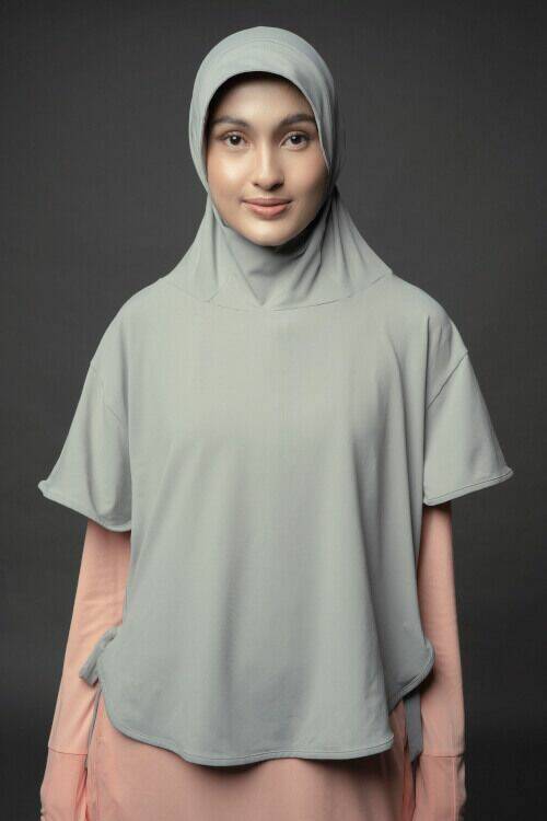 hijab multifungsi abu-abu